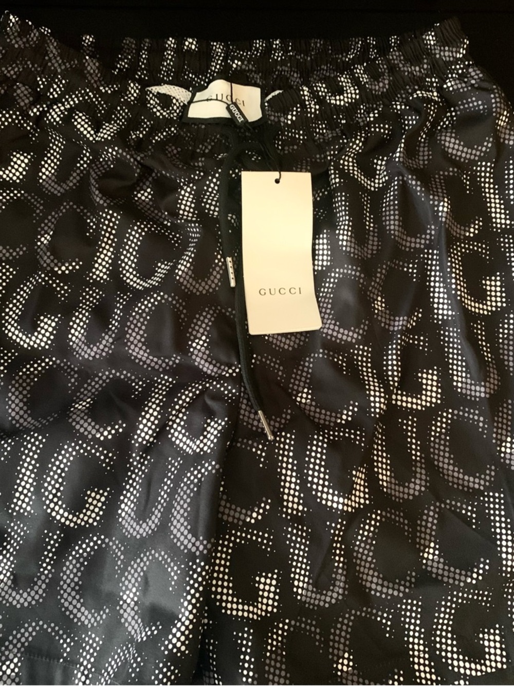 Gucci Black and White Logo Jacquard Shorts